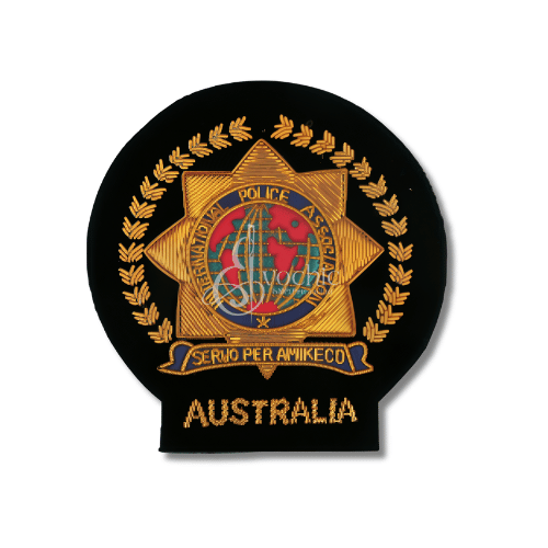 Australian international Police Force Badge-Golden Bullion Hand Embroidey Patch