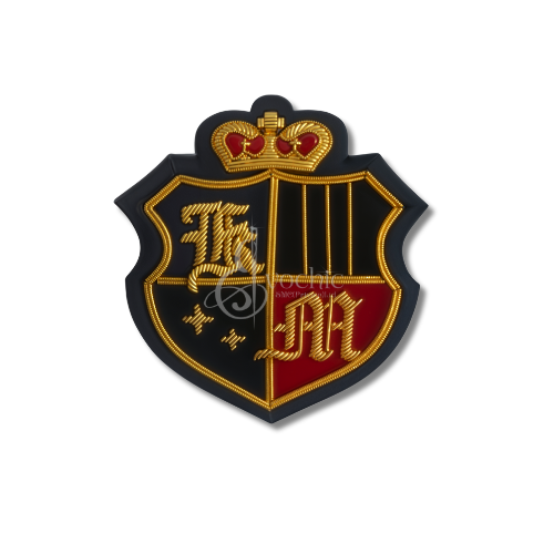 HANDMADE EMBROIDERED CROWN & SHIELD GOLDEN BULLION BLAZER LUXURY BADGE