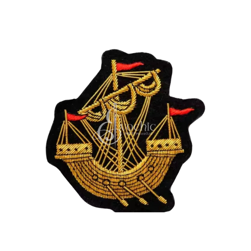 SHIP PATCH FOR NAVY LOVERS HANDMADE EMBROIDERED GOLDEN BULLION BLAZER BADGE