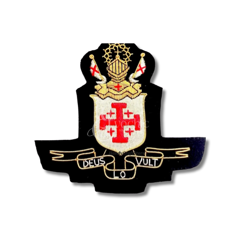 JERUSALEM CREST HANDMADE EMBROIDERY GOLDEN BULLION WIRE BLAZER BADGE ON FELT