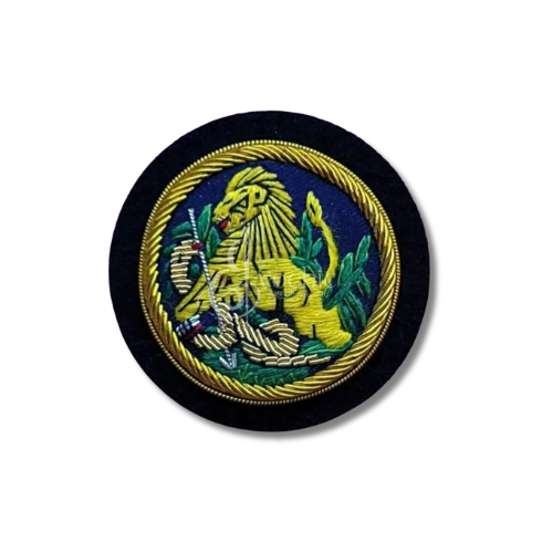 ZIMBABWE POLICE HANDMADE EMBROIDERY GOLDEN BULLION WIRE BLAZER CAP BADGE