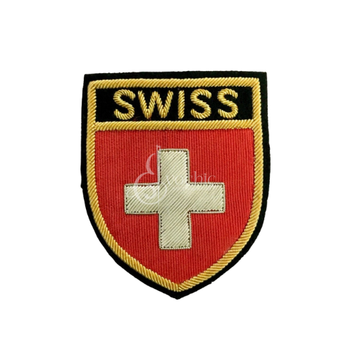 SWITZERLAND HANDMADE EMBROIDERED LUXURY GOLDEN &SILVER BULLION PATCH