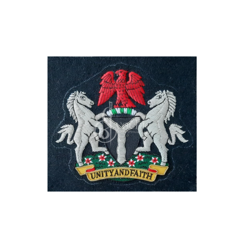 UNITY & FAITH HANDMADE EMBROIDERED HORSE INSIGNIA SILVER BULLION BLAZER BADGE