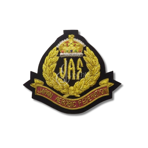 JAPAN AEROBIC FEDERATION HANDMADE EMBROIDERY GOLDEN BULLION BLAZER BADGE