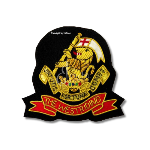 THE WESTRIDING CLUB CREST HANDMADE EMBROIDERY GOLDEN BULLION BLAZER BADGE
