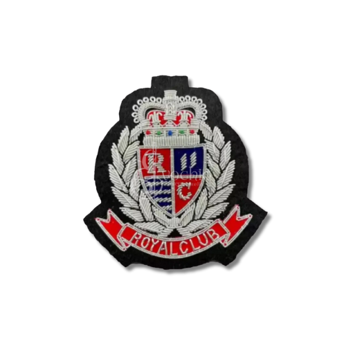 Royal Club Embroidered Bullion Wire Blazer crests for pocket patches on felt