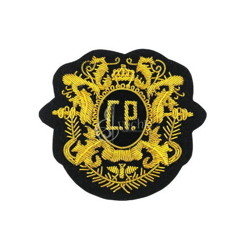 Fashionable Gold Bullion Embroidery Crest Blazer Jacket Badge/customised initial