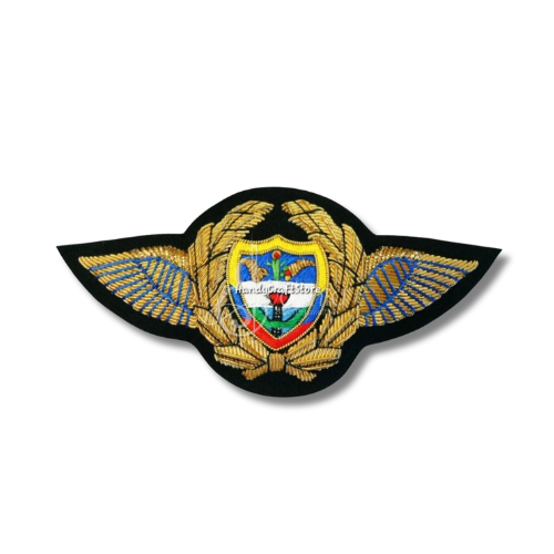 COLOMBIAN AIR FORCE PILOTS BADGE HANDMADE GOLDEN BULLION WIRE BLAZER CREST PATCH