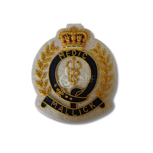 Handmade Gold Bullion Embroidery Medic Crest Patch with snake logo for Jackets
