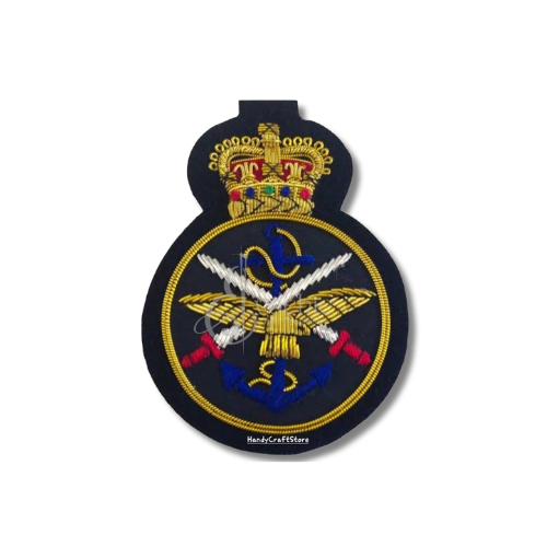 COMBINED SERVICES HANDMADE EMBROIDERY GOLDEN BULLION BLAZER BADGE