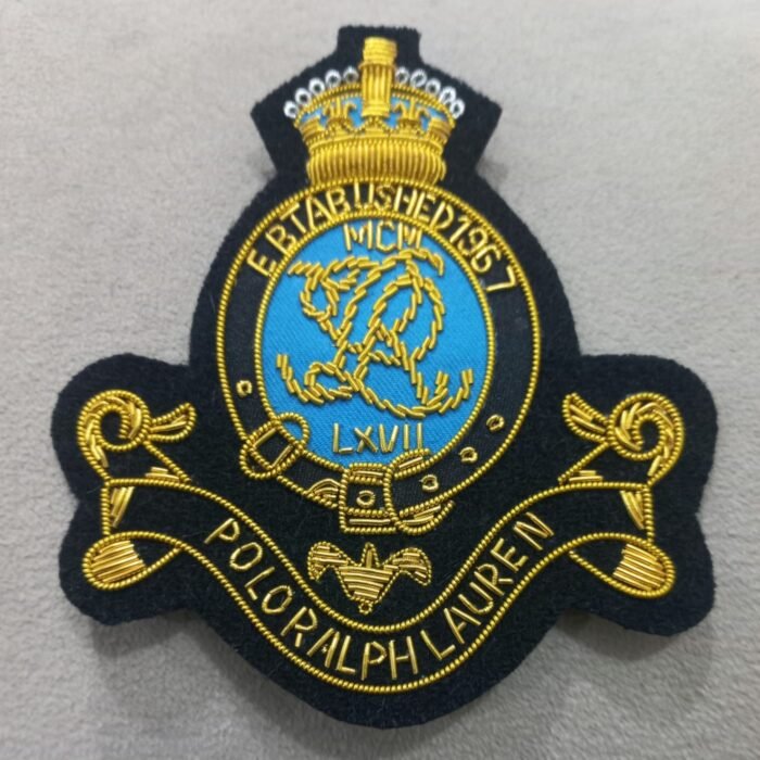 POLO RALPH LAUREN Handmade Embroidered Bullion Wire Blazer Badge