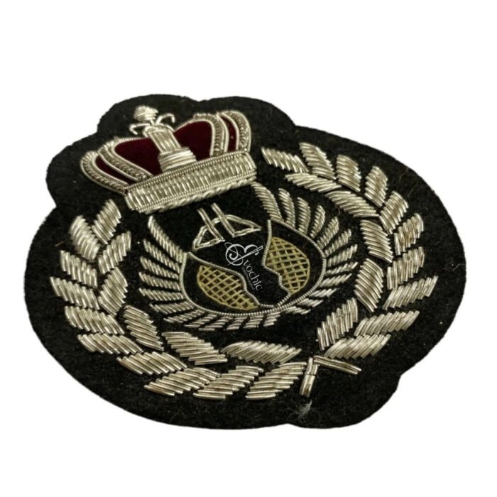 HANDMADE EMBROIDERY SILVER BULLION FASHION BLAZER BADGE METALLIC PATCH