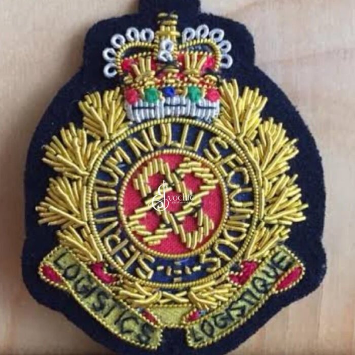 LOGISTICS SERVICE CROWN HANDMADE EMBROIDERED GOLDEN BULLION BLAZER BADGE (NEW)