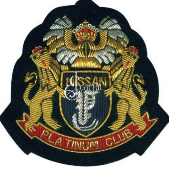 NISSAN PLATINUM CLUB LION CROWN HANDMADE EMBROIDERED GOLDEN BULLION BLAZER BADGE