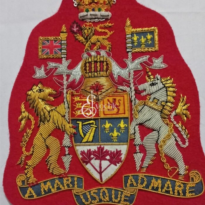 A MARI USQUE ADMARE CREST HANDMADE GOLDEN BULLION FASHION LUXURY BADGE/CANADA