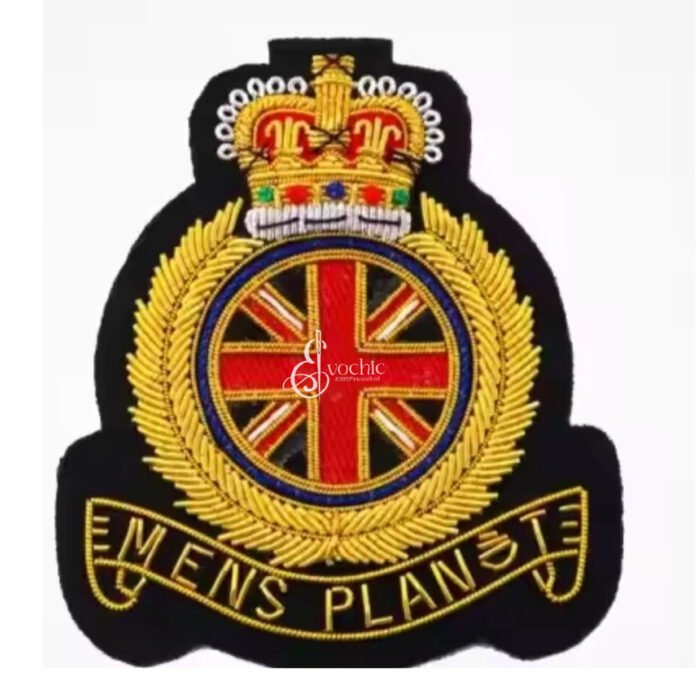 BRITISH ARMY MENS PLANET CROWN HANDMADE EMBROIDERED GOLDEN BULLION BLAZER BADGE