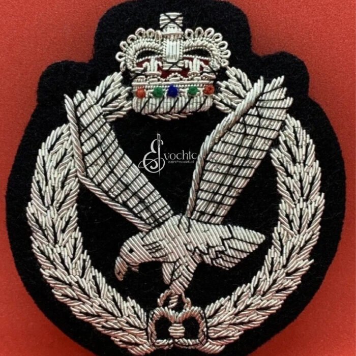 CROWN EAGLE HANDMADE EMBROIDERED GOLDEN & SILVER BULLION BLAZER BADGE