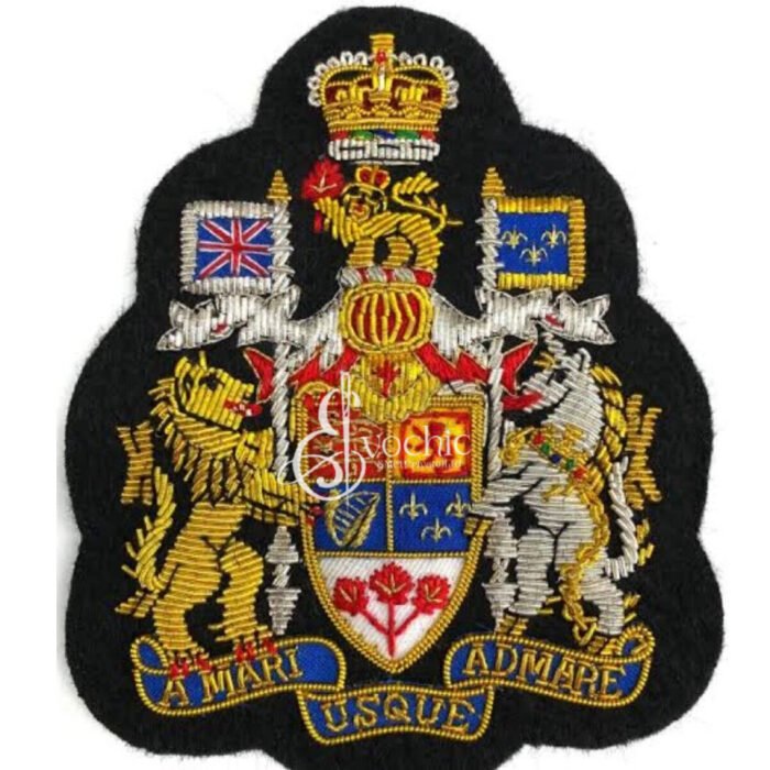 A MARI USQUE ADMARE CREST HANDMADE GOLDEN BULLION FASHION LUXURY ENGLAND BADGE