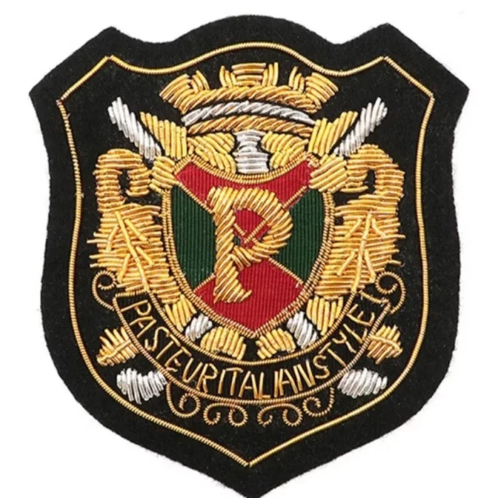 HANDMADE EMBROIDERED CROWN & SHIELD GOLDEN BULLION CUSTOMIZED LETTER BADGE[NEW]