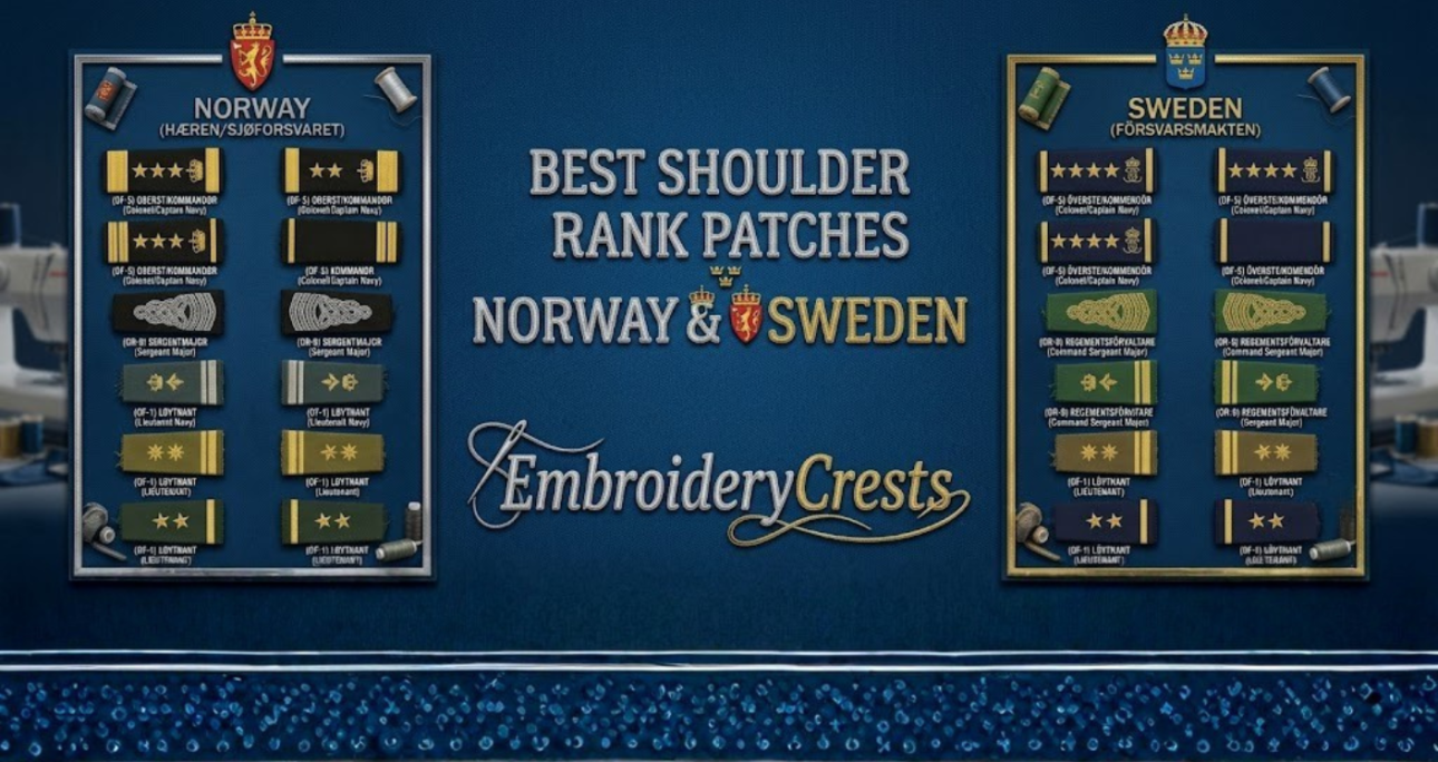 Best Shoulder Rank Patches Norway Sweden – EmbroideryCrests 2026